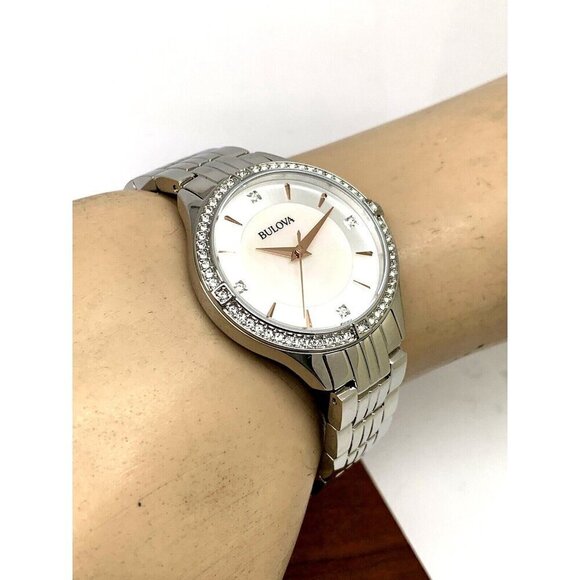 Bulova Women's Watch 96L283 Mother of Pearl Dial Silver Steel Crystal Ac… - Picture 6 of 14